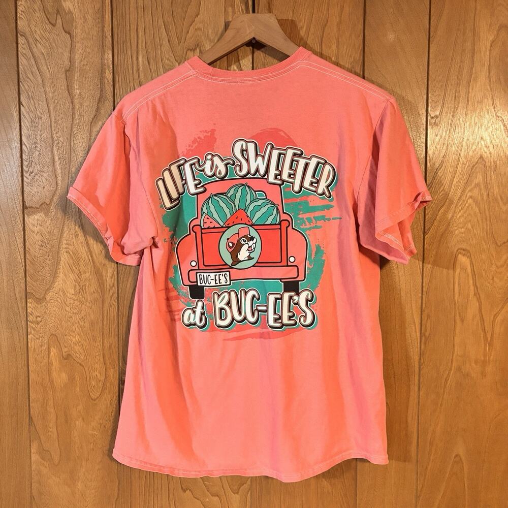 Bucee's Life is Sweeter at Buc-ees Graphic T-Shirt Pink Watermelon Shirt Size M